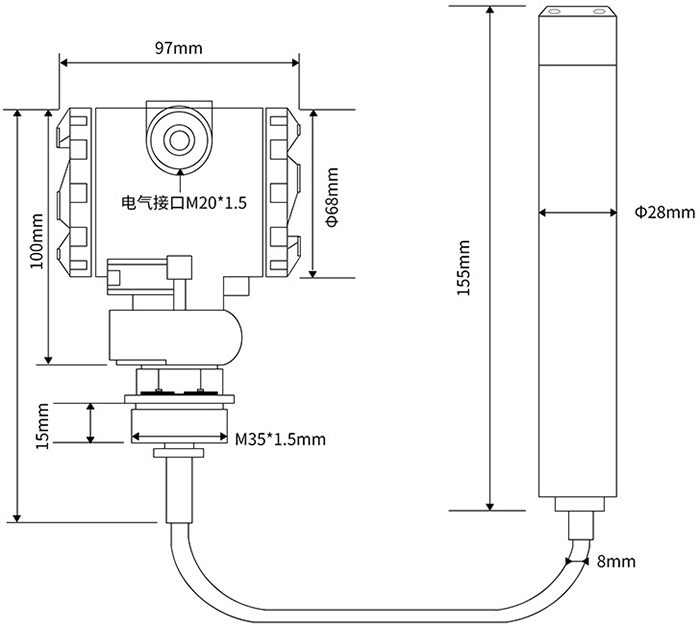 電容式液位變送器外形尺寸圖