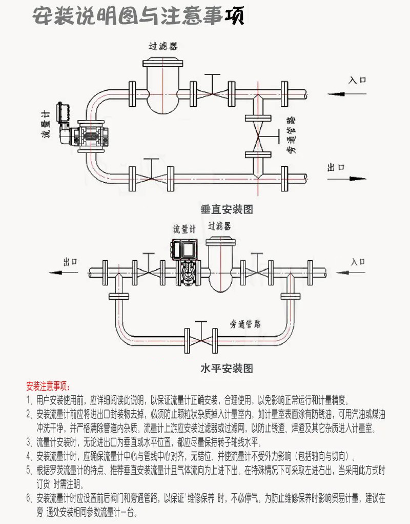 燃氣羅茨流量計安裝說明圖